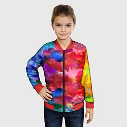 Бомбер детский Брызги красок, цвет: 3D-красный — фото 2