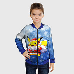 Бомбер детский НОВОГОДНИЙ ПИКАЧУ, цвет: 3D-синий — фото 2