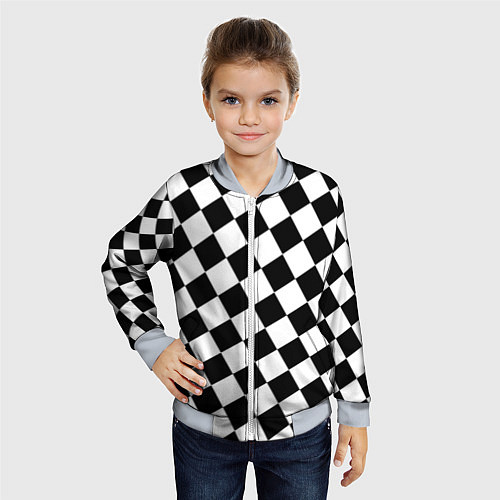 Детский бомбер Клетки / 3D-Серый – фото 4