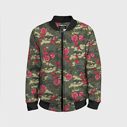 Бомбер детский Камуфляж и розы, цвет: 3D-черный