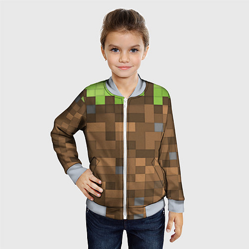 Детский бомбер Minecraft камуфляж / 3D-Серый – фото 4