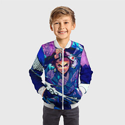 Бомбер детский Танджиро камадо Клинок Демонов, цвет: 3D-белый — фото 2