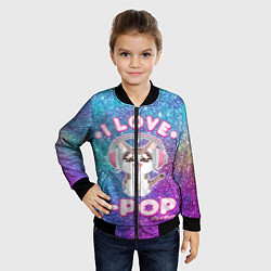 Бомбер детский I Love Cat Pop, цвет: 3D-черный — фото 2