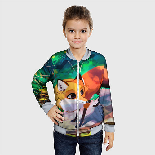 Детский бомбер Лисичка / 3D-Серый – фото 4