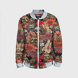 Бомбер детский Ленивец & Цветочки, цвет: 3D-серый