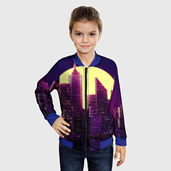 Бомбер детский Неоновый город, цвет: 3D-синий — фото 2
