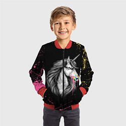 Бомбер детский ЕДИНОРОГ UNICORN RAINBOW, цвет: 3D-красный — фото 2