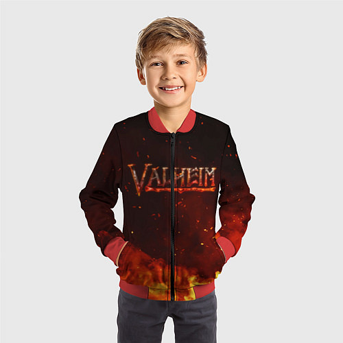 Детский бомбер Valheim огненный лого / 3D-Красный – фото 3