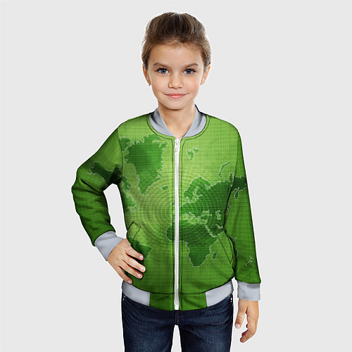 Детский бомбер Карта мира / 3D-Серый – фото 4
