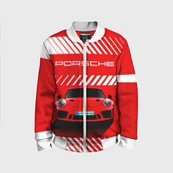 Бомбер детский PORSCHE ПОРШЕ RED STYLE, цвет: 3D-белый