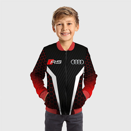 Детский бомбер AUDI RS АУДИ РС МЕТАЛЛ / 3D-Красный – фото 3