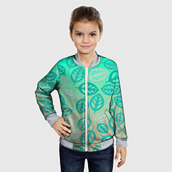 Бомбер детский Узор из листиков, цвет: 3D-серый — фото 2