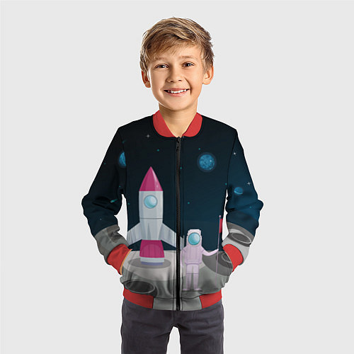Детский бомбер Астронавт покоряет космос / 3D-Красный – фото 3