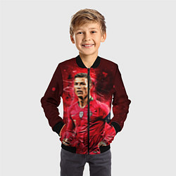 Бомбер детский Криштиану Роналду Португалия, цвет: 3D-черный — фото 2
