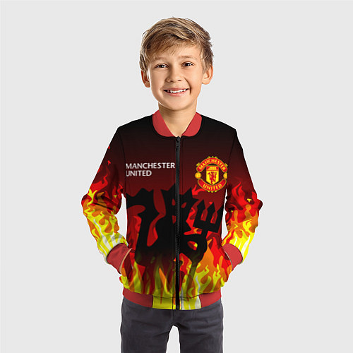 Детский бомбер MANCHESTER UNITED ДЬЯВОЛ / 3D-Красный – фото 3