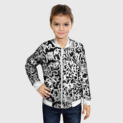 Бомбер детский Graffiti white on black, цвет: 3D-белый — фото 2