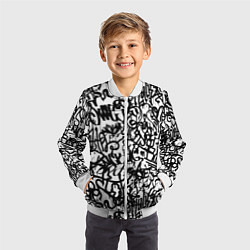 Бомбер детский Graffiti black on white, цвет: 3D-белый — фото 2