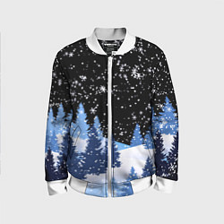 Детский бомбер Снежная ночь в зимнем лесу