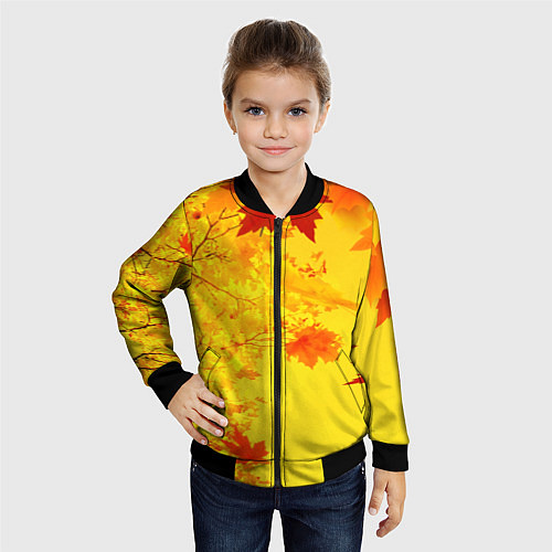 Детский бомбер ОСЕННИЕ ЦВЕТА ЗОЛОТАЯ ОСЕНЬ / 3D-Черный – фото 4