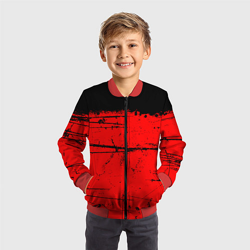 Детский бомбер КРАСНЫЙ ГРАНЖ RED GRUNGE / 3D-Красный – фото 3