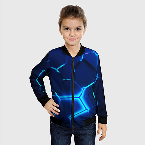 Детский бомбер 3D ПЛИТЫ NEON STEEL НЕОНОВЫЕ ПЛИТЫ / 3D-Черный – фото 4