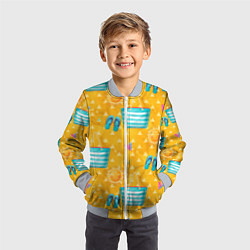 Бомбер детский Летний песочный пляж, цвет: 3D-серый — фото 2