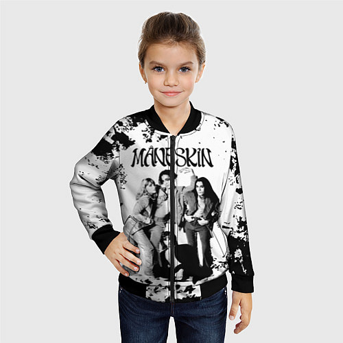 Детский бомбер Maneskin Монэскин, рок - группа / 3D-Черный – фото 4