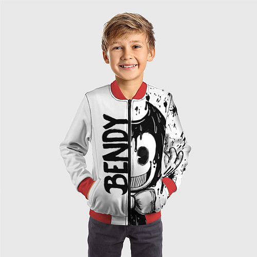 Детский бомбер BENDY - БЕНДИ БРЫЗГИ КРАСКИ / 3D-Красный – фото 3