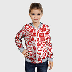 Бомбер детский New Year С Новым Годом паттерны подарков и животны, цвет: 3D-серый — фото 2