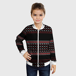 Бомбер детский НОВОГОДНИЙ ПАТТЕРН SWEATER, цвет: 3D-белый — фото 2