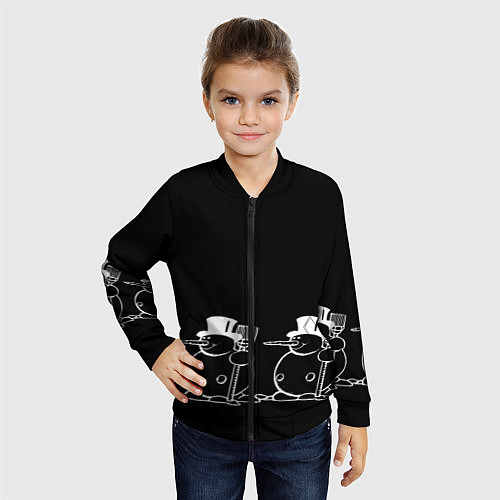 Детский бомбер Снеговик на черном фоне / 3D-Черный – фото 4