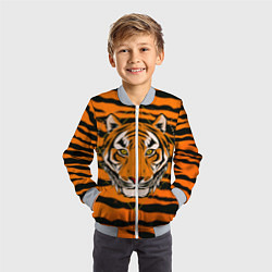 Бомбер детский Тигр настоящий хищник, цвет: 3D-серый — фото 2