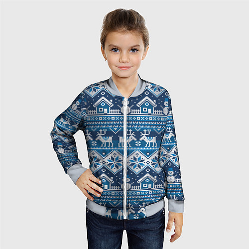 Детский бомбер Christmas Pattern / 3D-Серый – фото 4
