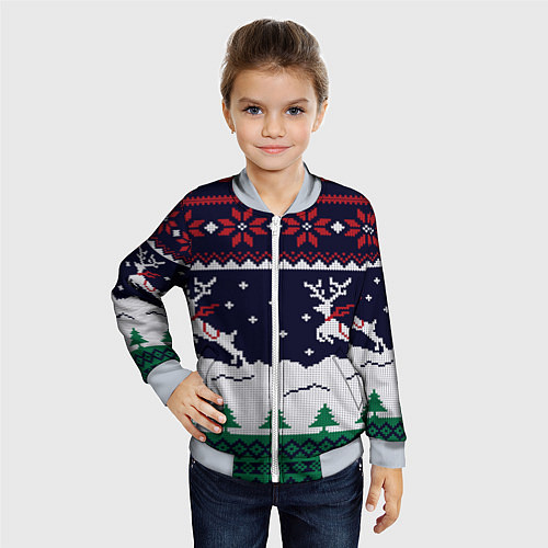 Детский бомбер СВИТЕР С ОЛЕНЯМИ DEER SWEATER / 3D-Серый – фото 4