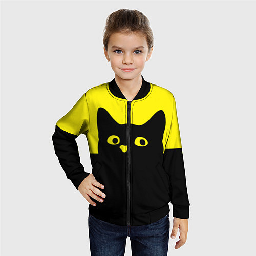 Детский бомбер Котик голова кота / 3D-Черный – фото 4
