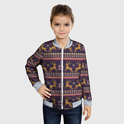Бомбер детский Новогодний свитер c оленями 2, цвет: 3D-серый — фото 2