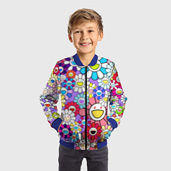 Бомбер детский Цветы Takashi Murakami, цвет: 3D-синий — фото 2