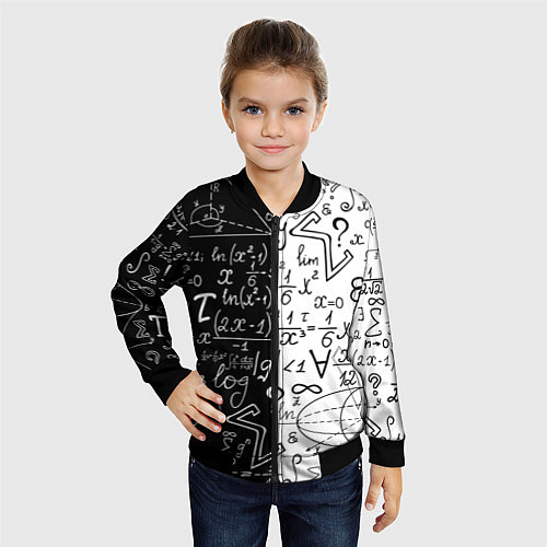 Детский бомбер ЧЁРНО БЕЛЫЕ ФОРМУЛЫ ФИЗИКА МАТЕМАТИКА / 3D-Черный – фото 4