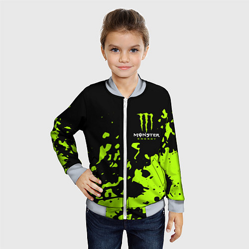 Детский бомбер Monster Energy green / 3D-Серый – фото 4