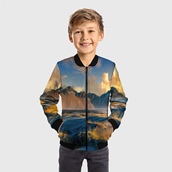 Бомбер детский Красивый горный пейзаж, цвет: 3D-черный — фото 2