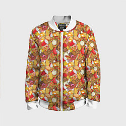 Бомбер детский Еда Fast Food, цвет: 3D-белый