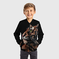 Бомбер детский Тигр в Темноте Взгляд Вверх, цвет: 3D-черный — фото 2
