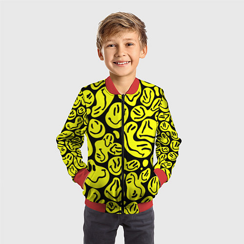 Детский бомбер The Смайлики / 3D-Красный – фото 3