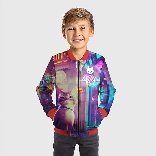 Детский бомбер Stray / 3D-Красный – фото 3