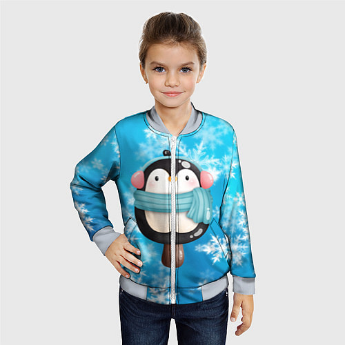 Детский бомбер Пингвин - эскимо Новый год / 3D-Серый – фото 4