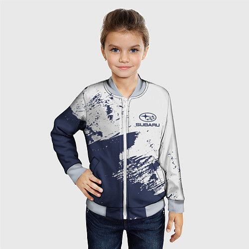 Детский бомбер Subaru - Текстура / 3D-Серый – фото 4