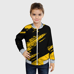 Бомбер детский BLACK AND YELLOW GRUNGE ГРАНЖ, цвет: 3D-серый — фото 2