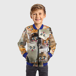 Бомбер детский Много кошек с большими анимэ глазами, цвет: 3D-синий — фото 2