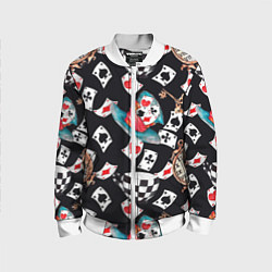 Бомбер детский Алиса в стране чудес - карты, цвет: 3D-белый