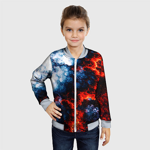 Детский бомбер 3D ЯДЕРНЫЙ КОСМИЧЕСКИЙ ВЗРЫВ ОГОНЬ / 3D-Серый – фото 4